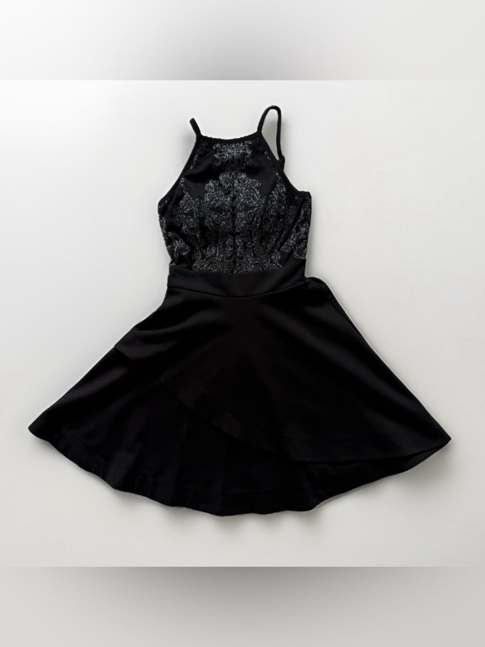 Speechless Fit & Flare Mini Homecoming HOCO Dress Glitter High Neck Glam Sparkly - Picture 3 of 16